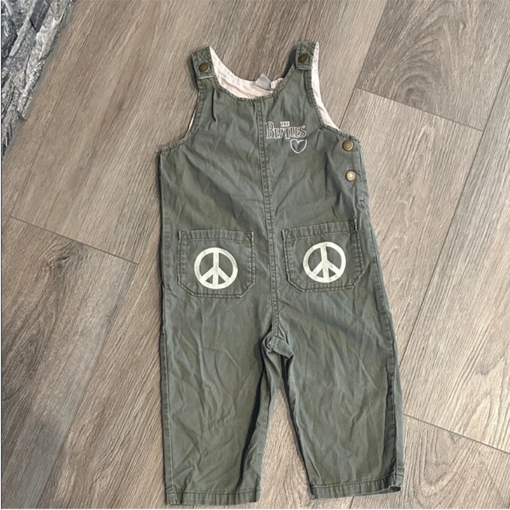 Junk Food Clothing The‎ Beatles Olive Green Kids Overalls Size 2T